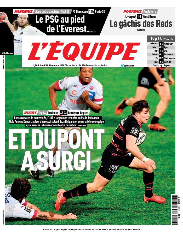 L’equipe du 28 Decembre 2020