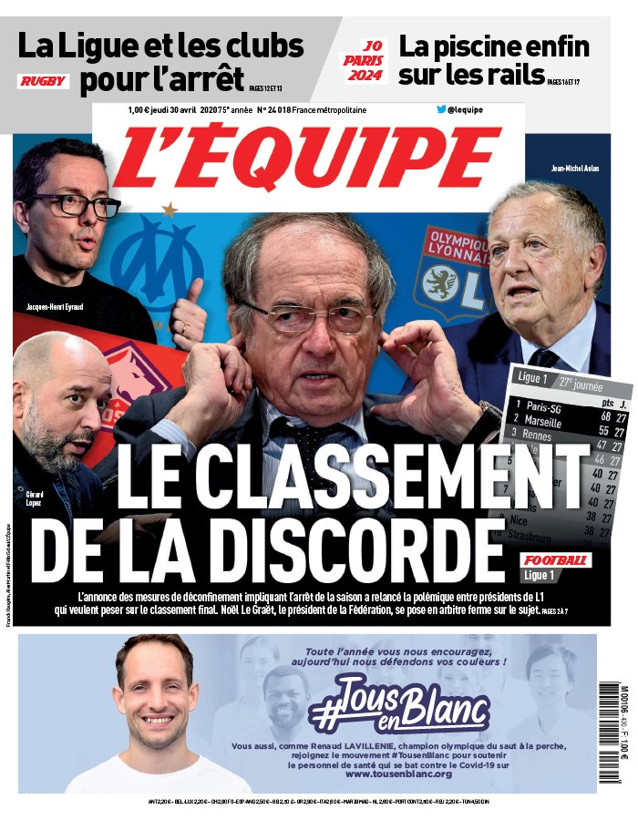 L’equipe du 30 Avril 2020