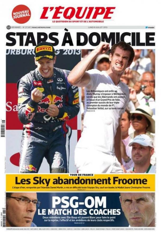 L' Equipe du lundi 08 juillet 2013 -PDF-