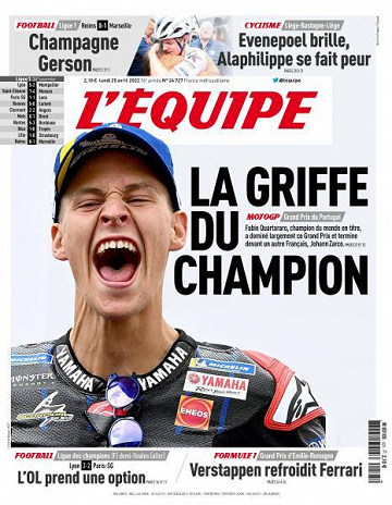 L’equipe du Lundi 25 Avril 2022