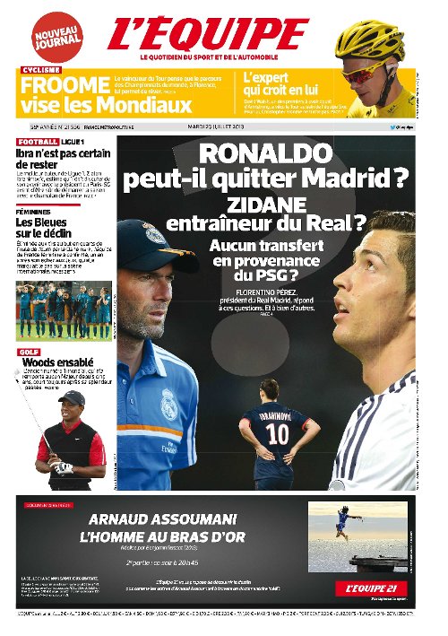 L'Equipe du mardi 23 Juillet 2013