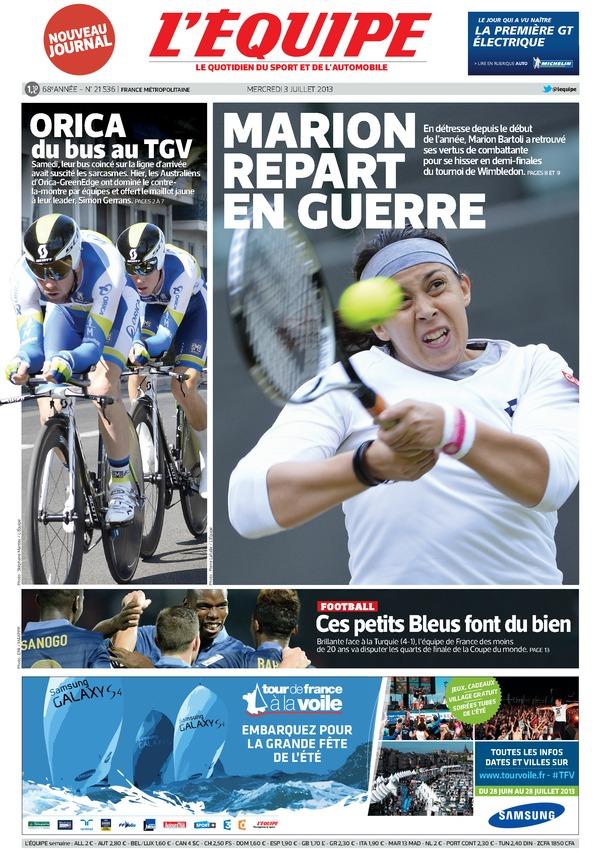 L'Equipe du mercredi 03 juillet 2013