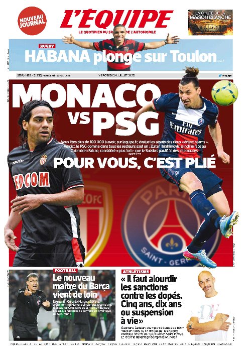 L'Equipe du mercredi 24 Juillet 2013