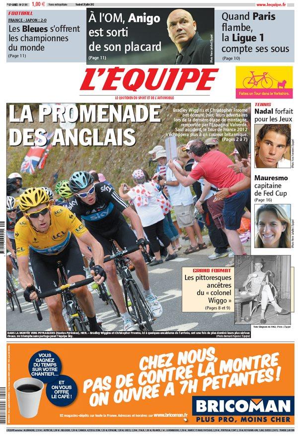 L'equipe Edition du 20 Juillet 2012