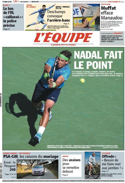 L'Equipe edition du 20 Mars 2012