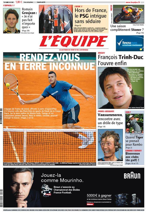 L'Equipe edition du 6 Avril 2012