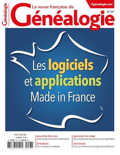 La Revue Française de Généalogie N°247 Avril Mai 2020