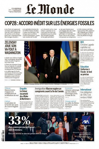 Le Monde du Jeudi 14 Décembre 2023