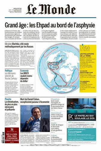 Le Monde du Mardi 22 Août 2023