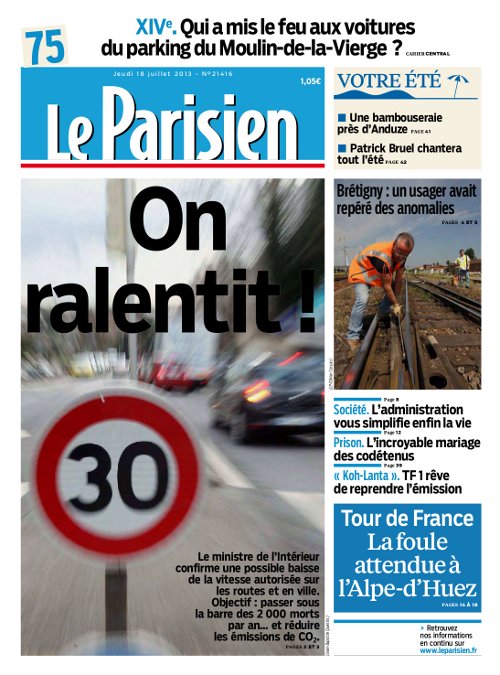 Le Parisien et Cahier Paris du Jeudi 18 Juillet 2013