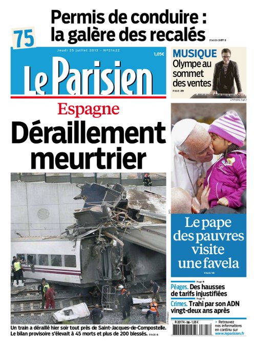 Le Parisien et Cahier Paris du jeudi 25 Juillet 2013